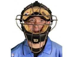 Wilson MLB Titanium Umpire Mask With Two-Tone -Baseball Gear A3007T Wilson Titanium Umpire Mask Worn Front View 1