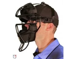 Wilson Dyna-Lite Aluminum Umpire Mask With Memory Foam -Baseball Gear A3009 AL Wilson Dyna Lite Aluminum Umpire Mask with Memory Foam Worn Front Side View