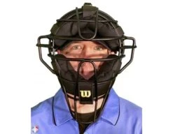 Wilson Dyna-Lite Aluminum Umpire Mask With Memory Foam -Baseball Gear A3009 AL Wilson Dyna Lite Aluminum Umpire Mask with Memory Foam Worn Front View