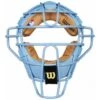 Wilson MLB Sky Blue Dyna-Lite Steel Umpire Mask With Sky Blue And Tan 1 Wilson MLB Sky Blue Dyna-Lite Steel Umpire Mask With Sky Blue And Tan -Baseball Gear A3009 BL TN Front