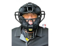 Wilson Dyna-Lite Steel Umpire Mask With Memory Foam 14 Wilson Dyna-Lite Steel Umpire Mask With Memory Foam -Baseball Gear A3009X MEM Wilson Dyna Lite Steel Umpire Mask with Memory Foam worn front