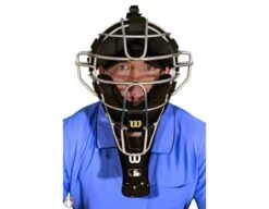 Wilson MLB 6" Umpire Throat Guard 8 Wilson MLB 6" Umpire Throat Guard -Baseball Gear A3901 BK Wilson MLB 6 Umpire Throat Gurad Worn Front View