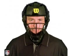 Wilson MLB Pro Stock Steel Umpire Helmet -Baseball Gear A5801 Wilson Pro Stock Steel Umpire Helmet Worn Front View