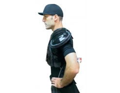 Wilson MLB West Vest Pro Gold 2 Memory Foam Umpire Chest Protector -Baseball Gear B7203 Wilson MLB West Vest Pro Gold 2 Memory Foam Umpire Chest Protector side worn