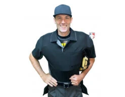 Wilson MLB West Vest Pro Gold 2 Memory Foam Umpire Chest Protector -Baseball Gear B7203 Wilson MLB West Vest Pro Gold 2 Memory Foam Umpire Chest Protector worn shirt front