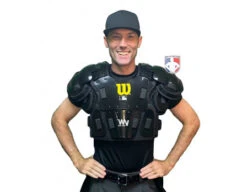 Wilson MLB West Vest Pro Gold 2 Air Management Umpire Chest Protector 15 Wilson MLB West Vest Pro Gold 2 Air Management Umpire Chest Protector -Baseball Gear B7204 Wilson MLB West Vest Pro Gold 2 Air Management Umpire Chest Protector worn front