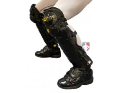 Wilson MLB West Vest Pro Gold 2 Umpire Shin Guards With Memory Foam -Baseball Gear B7205 Wilson MLB West Vest Pro Gold 2 Umpire Shin Guards with Memory Foam worn side