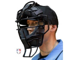Diamond ECLIPSE All-Black IX3 Aluminum Umpire Mask -Baseball Gear DFM ECL Diamond ECLIPSE All Black iX3 Aluminum Umpire Mask worn mask angle