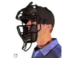 Diamond IX3 Aluminum Umpire Mask With Quik-Dry -Baseball Gear DFM UMP Diamond iX3 Aluminum Umpire Mask with Quik Dry Worn Front Angled View