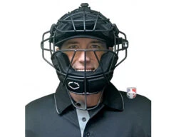 EvoShield MLB Black Pro-SRZ Windpact Catcher Mask -Baseball Gear EVO MASK BK Evo Shield MLB Steel Mask with Windpact Front worn 1