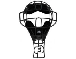 Force3 Defender Umpire Throat Guard 12 Force3 Defender Umpire Throat Guard -Baseball Gear F3 DMTG BK Force3 Defender Umpire Throat Guard Black Attached to Mask View