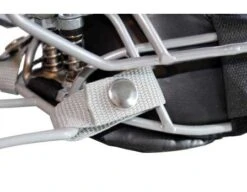 Force3 Defender Umpire Throat Guard 17 Force3 Defender Umpire Throat Guard -Baseball Gear F3 DMTG SV Force3 Defender Umpire Throat Guard Silver Attaching to Mask Snaps Closed View