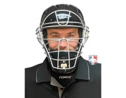 Force3 Silver Defender Hockey Style Umpire Helmet 11 Force3 Silver Defender Hockey Style Umpire Helmet -Baseball Gear F3 HSMV3 SV Force3 V2 Silver Defender Hockey Style Umpire Helmet front worn