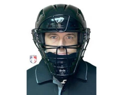 Force3 Black Defender Hockey Style Umpire Helmet -Baseball Gear F3 HSMv3 BK Force3 Black Defender Hockey Style Umpire Helmet worn front
