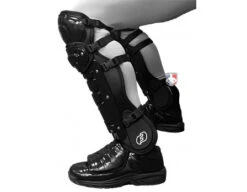Force3 Ultimate Umpire Shin Guards With Dupont™ Kevlar® -Baseball Gear F3 LG Force3 Shin Guards side box stance