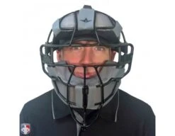 All-Star Black Magnesium Umpire Mask With Grey LUC 13 All-Star Black Magnesium Umpire Mask With Grey LUC -Baseball Gear FM4000 MAG UMP BK GY Worn Front