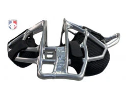 All-Star Silver Magnesium Umpire Mask With Black LUC 12 All-Star Silver Magnesium Umpire Mask With Black LUC -Baseball Gear FM4000MAG UMP SV BK All Star Silver Magnesium Umpire Mask with Black side flat