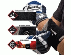 Franklin MLB X-Vent Reversible Wristbands -Baseball Gear FR MLBWRIST BKGY Franklin MLB X Vent Reversible Wristband Info Graphic 1