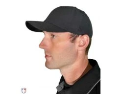 Smitty Performance Flex Fit Umpire Cap -Baseball Gear HT316 BK Smitty Performance Flex Fit Umpire Cap 6 Stitch Worn Front Angled View