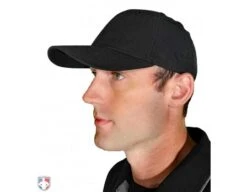 Smitty Performance Flex Fit Umpire Cap -Baseball Gear HT318 BK Smitty Performance Flex Fit Umpire Cap 8 Stitch Worn Front Angled View