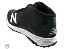 New Balance V3 Black & White Mid-Cut Umpire Base Shoes -Baseball Gear MUM950T3 New Balance V3 Black White Mid Cut Umpire Base Shoes Outside Back Angled View