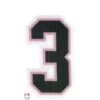 3" Black On Pink On White Precision-Cut Number -Baseball Gear N3 SUB BPKW