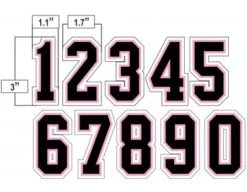 3" Black On Pink On White Precision-Cut Number -Baseball Gear N3 SUB BPKW All Together 1