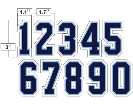3" Navy On Powder Blue On White Precision-Cut Number 4 3" Navy On Powder Blue On White Precision-Cut Number - Image 2