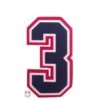 3" Navy On White On Red Precision-Cut Number 2 3" Navy On White On Red Precision-Cut Number -Baseball Gear N3 SUB NWR
