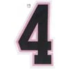4" Black On Pink On White Precision-Cut Number -Baseball Gear N4 SUB BPKW
