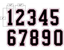 4" Black On Pink On White Precision-Cut Number -Baseball Gear N4 SUB BPKW All Together