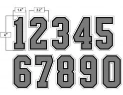 4" Grey On Black On White Precision-Cut Number -Baseball Gear N4 SUB GYBW All Together