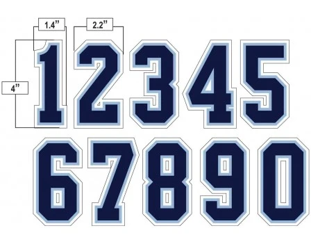 4" Navy On Powder Blue On White Precision-Cut Number 4 4" Navy On Powder Blue On White Precision-Cut Number - Image 2