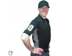 Smitty V2 Major League Replica Umpire Shirt - Black With Charcoal Grey -Baseball Gear S314 BK with N4 SUB WBW
