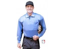 Smitty V2 Major League Replica Long Sleeve Umpire Shirt - Sky Blue With Black -Baseball Gear S315 SB Smitty V2 Major League Replica Long Sleeve Umpire Shirt Sky Blue with Black front cp 1