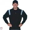 Smitty Traditional Half-Zip Umpire Jacket - Black And Powder Blue -Baseball Gear S320 BK PB Smitty Traiditonal Half Zip Umpire Jacket Black with Polo Blue Front View