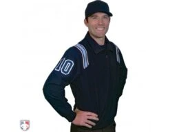 Smitty Traditional Half-Zip Umpire Jacket - Navy And Powder Blue 7 Smitty Traditional Half-Zip Umpire Jacket - Navy And Powder Blue -Baseball Gear S320 N PB Smitty Traditional Half Zip Umpire Jacket Navy with Powder Blue Front Angled View with Navy on Powder Blue on White Precision Cut Numbers 1