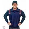 Smitty Traditional Half-Zip Umpire Jacket - Navy And Red 2 Smitty Traditional Half-Zip Umpire Jacket - Navy And Red -Baseball Gear S320 N R Smitty Traditional Half Zip Umpire Jacket Navy with Red and White Worn Front View