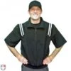 Smitty Traditional Half-Zip Short Sleeve Umpire Jacket - Black And White 1 Smitty Traditional Half-Zip Short Sleeve Umpire Jacket - Black And White -Baseball Gear S324 BK WH Smitty Traditional Half Zip Short Sleeve Umpire Jacket Black and White Worn Front View