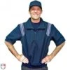 Smitty Traditional Half-Zip Short Sleeve Umpire Jacket - Navy And Powder Blue 2 Smitty Traditional Half-Zip Short Sleeve Umpire Jacket - Navy And Powder Blue -Baseball Gear S324 N PB Smitty Traditonal Half Zip Short Sleeve Umpire Jacket Navy and Powder Blue Worn Front View