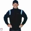 Smitty Major League Style Fleece Lined Umpire Jacket - Black And Polo Blue -Baseball Gear S330 BK PB Smitty Major League Style Fleece Lined Umpire Jacket Black with Powder Blue Front View 2
