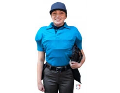 Smitty NCAA Softball Short Sleeve Body Flex Women's Umpire Shirt - Bright Blue -Baseball Gear S346 BB Smitty NCAA Softball Short Sleeve Body Flex Womens Umpire Shirt Bright Blue front plate