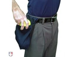 Smitty Deluxe XL Expandable Umpire Ball Bag -Baseball Gear S383 N Smitty XL Deluxe Navy Expandable Ball Bag Worn Side with Softball