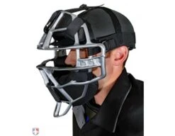All-Star Cobalt Umpire Skull Cap -Baseball Gear SC900UMP All Star Cobalt Umpire Skull Cap Worn Front Angled View with Mask