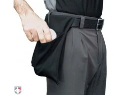 Featured Products -Baseball Gear U112P BK Smitty Proessional Black Umpire Ball Bag Worn Side with Baseball jpg