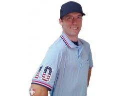 Smitty Pro Knit Umpire Shirt - Powder Blue With Red-White-Navy Trim -Baseball Gear U126 265 with N4 SUB SNS 2