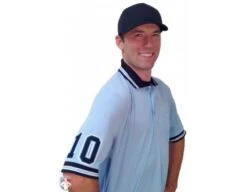 Smitty Pro Knit Umpire Shirt - Powder Blue With Black Collar -Baseball Gear U126 300 with N4 SUB BPBW 1
