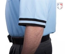 Smitty Pro Knit Umpire Shirt - Powder Blue With Black Collar -Baseball Gear U126 300 Sleeve