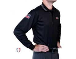 Illinois (IHSA) Long Sleeve Umpire Shirt - Black 7 Illinois (IHSA) Long Sleeve Umpire Shirt - Black -Baseball Gear USA301ILL BK Illinois IHSA Long Sleeve Umpire Shirt Black angled