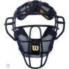 Wilson MLB Black Dyna-Lite Aluminum Umpire Mask With Black And Grey Wrap Around 1 Wilson MLB Black Dyna-Lite Aluminum Umpire Mask With Black And Grey Wrap Around -Baseball Gear WilsonBlackGrey Front